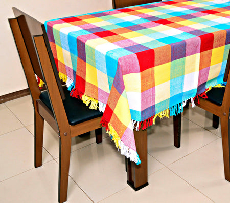 Toalha de mesa xadrez em tear manual diagonal