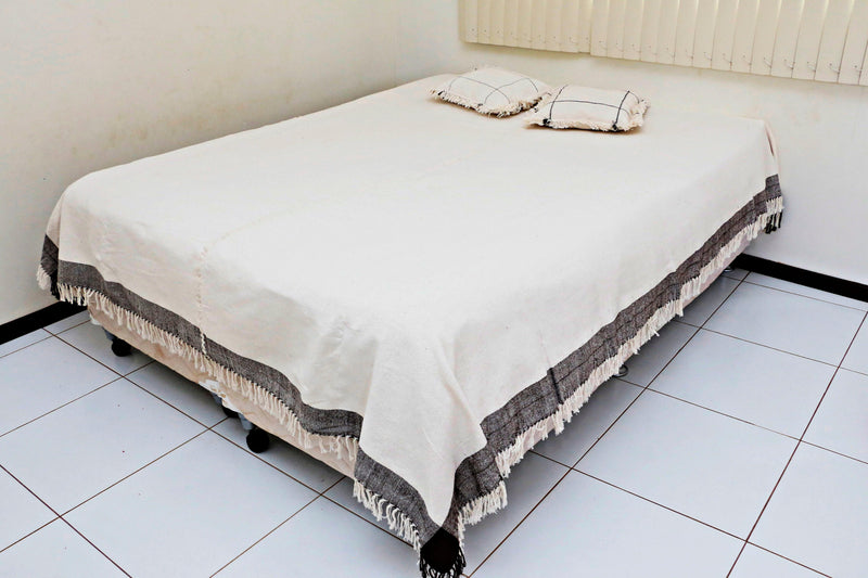 Colcha de Cama Casal Natural/Marrom - Tear manual